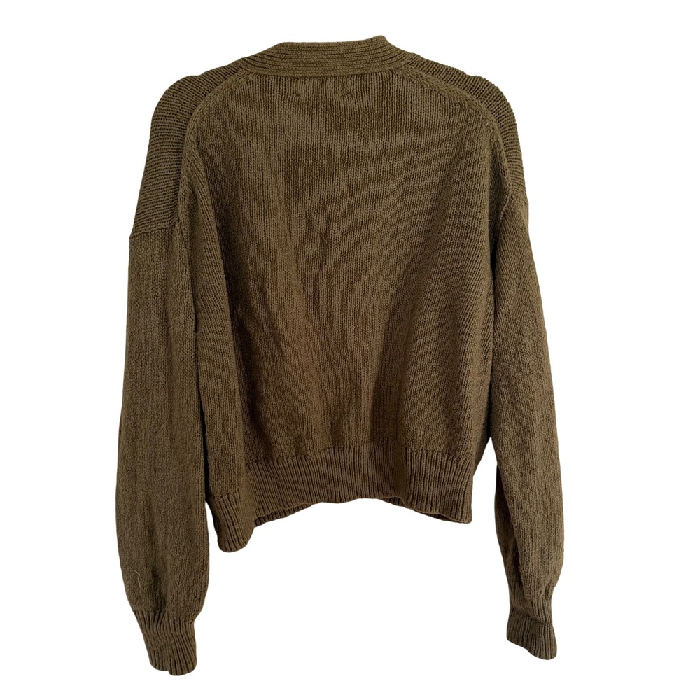 Buck Mason Olive Green Chunky Fisherman Knit Grandpa Cardigan Sweater Medium - Picture 3 of 5